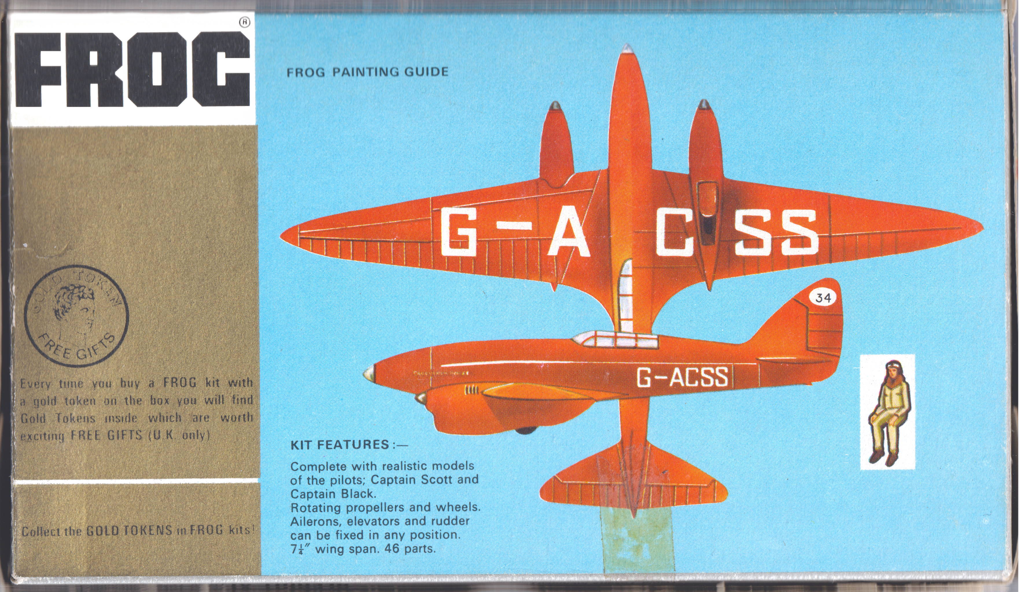 Схема окраски на нижней части коробки FROG F226G DH-88 Comet Racer